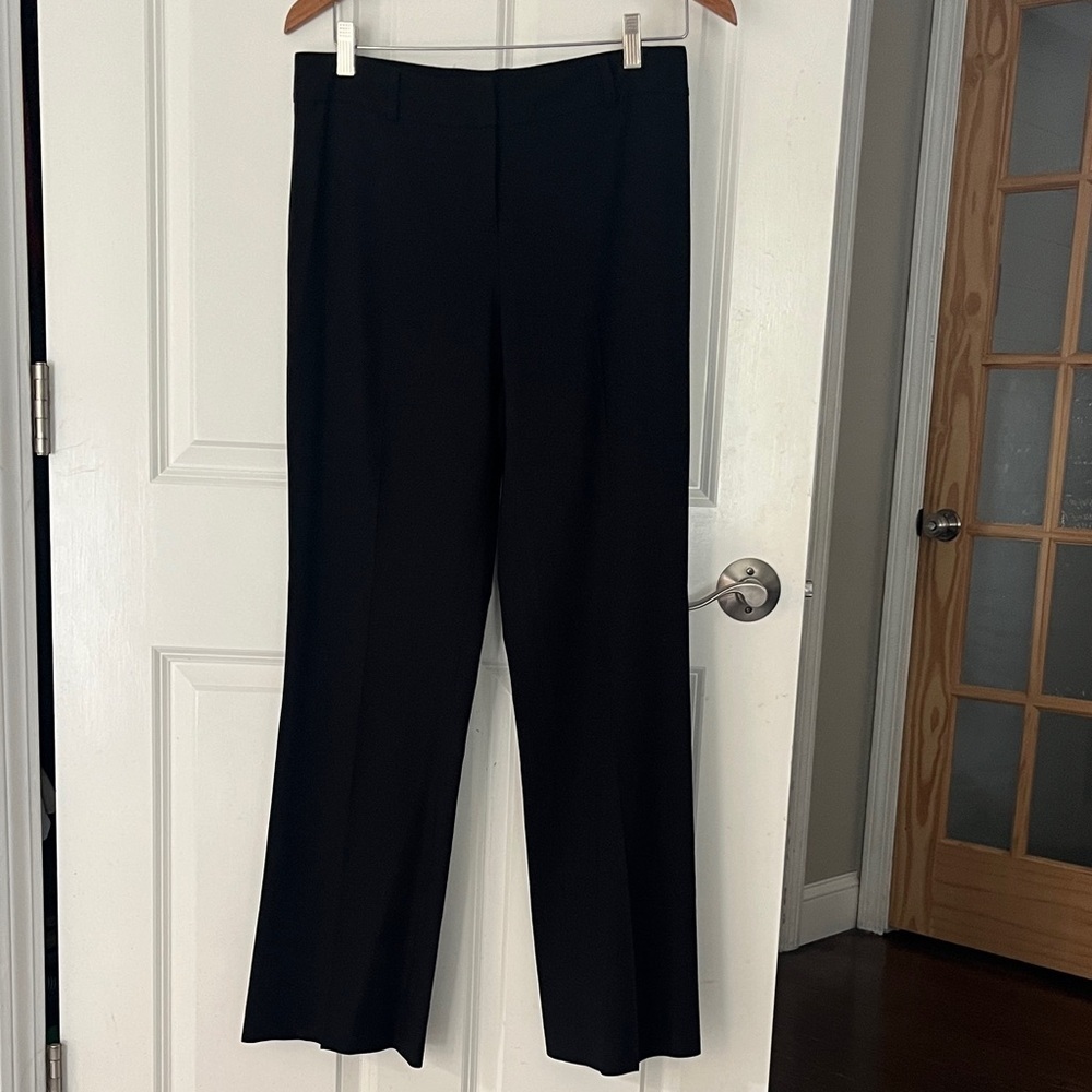 French Connection Black Wide Leg Flare high rise Dress Pants Wool Blend size 8